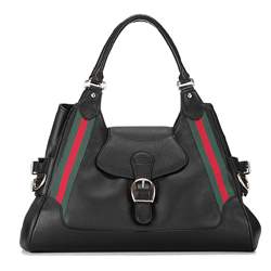 1:1 Gucci 247599 Gucci Heritage Medium Shoulder Bags-Black Leather - Click Image to Close